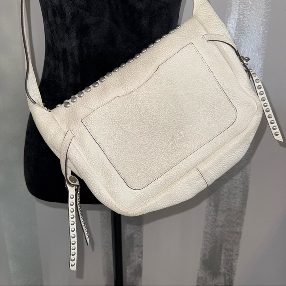 Coach Purse Studded White Leather Crossbody Bag Vintage Y2K Biker Chic - Picture 2 of 12